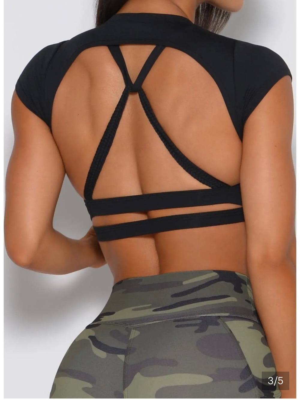 Bombshell Sportswear Black Muscle Back Crop Tee Small